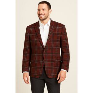 Vintage Saddlebred Men’s Blazer 50R Plaid  Red Black Sport Coat Retro